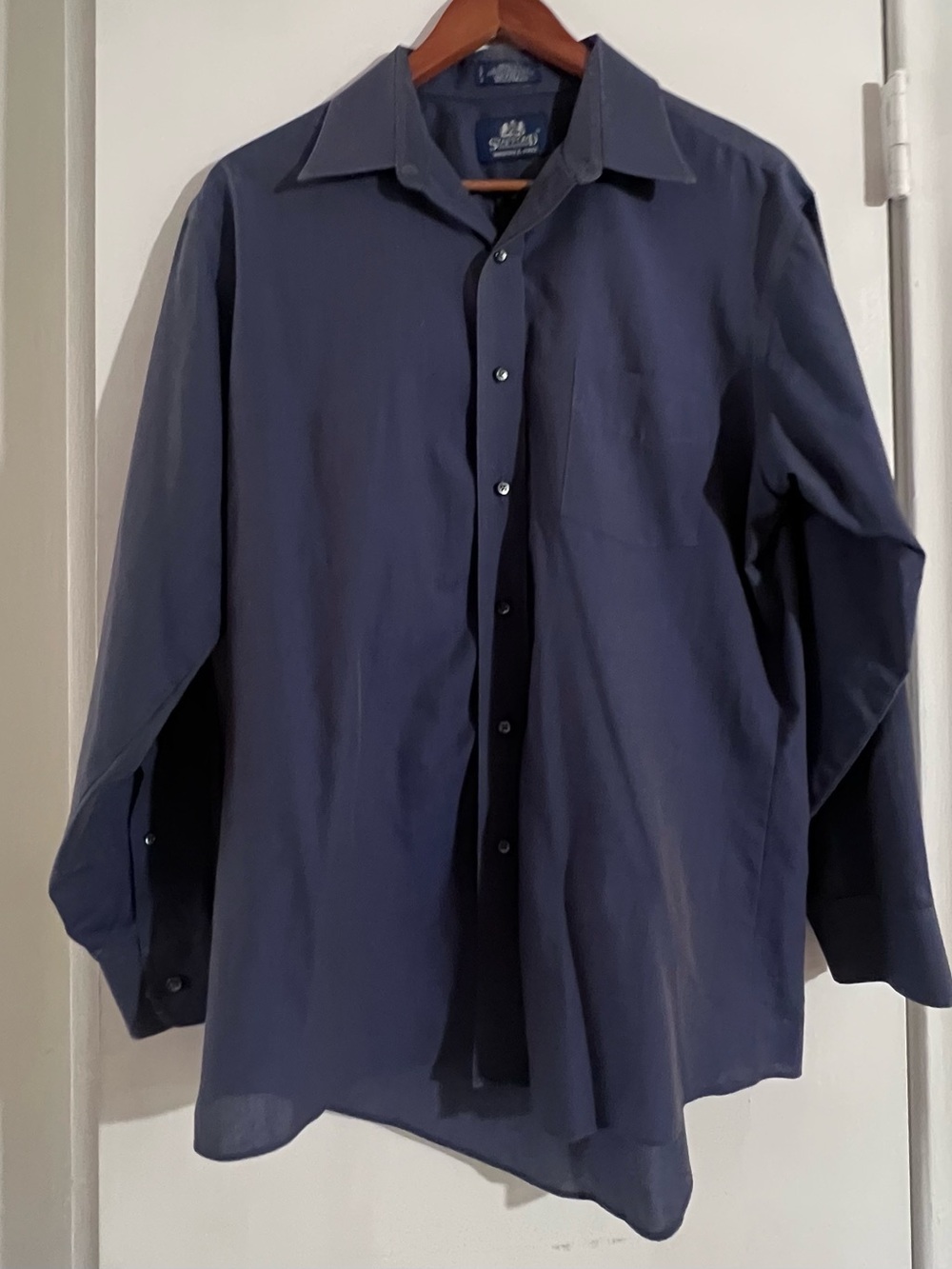 Stafford Men's Large Navy Blue Long-Sleeve Dress Shirt